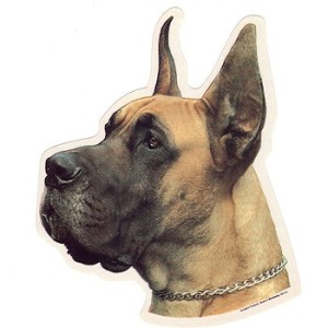 Naklejka dog niemiecki żółty - głowa 1szt.